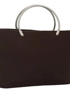 CHANEL Hand Bag Nylon Brown CC Auth bs23545